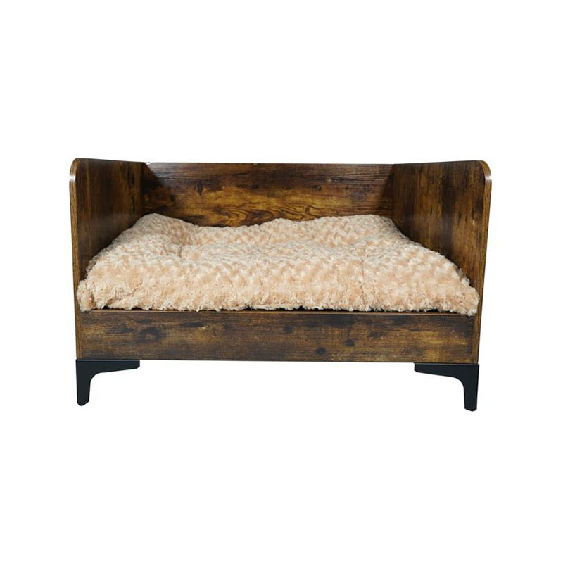 带框架的现代室内木质高架狗床