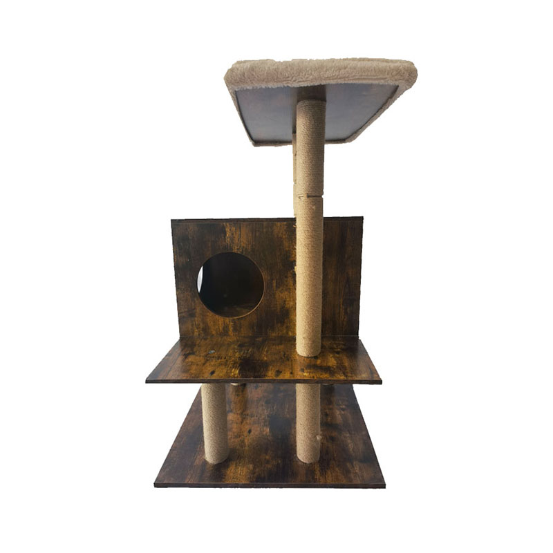 木质塔式猫屋 剑麻抓柱 猫树攀爬架