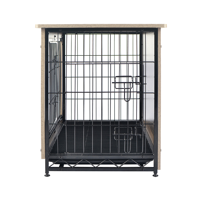 象牙色室内大型木质家具式金属狗笼 象牙色室内大型木质家具式金属狗笼