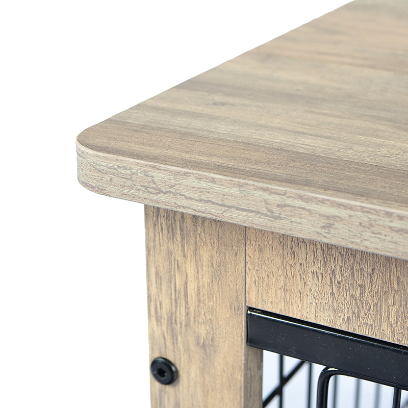 象牙色室内大型木质家具式金属狗笼 象牙色室内大型木质家具式金属狗笼