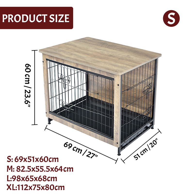 象牙色室内大型木质家具式金属狗笼 象牙色室内大型木质家具式金属狗笼