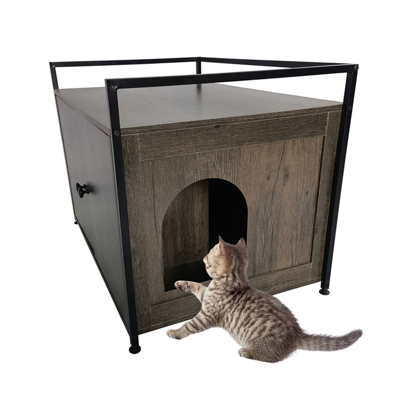 带隔板的室内猫砂柜 家具式猫笼边桌 带隔板的室内猫砂柜 家具式猫笼边桌