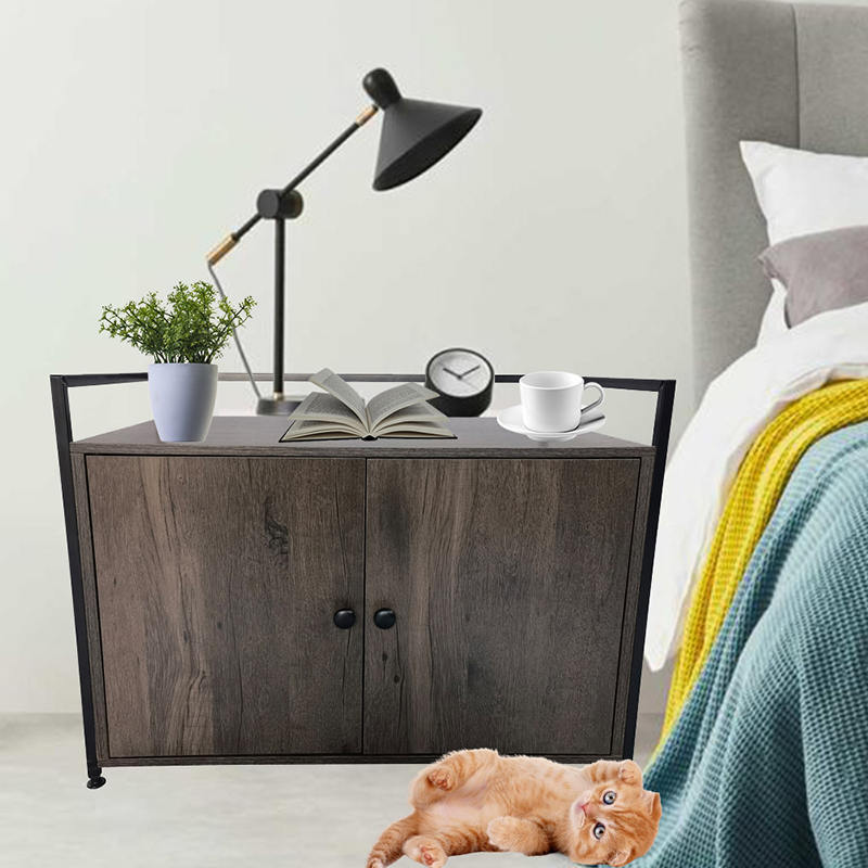 带隔板的室内猫砂柜 家具式猫笼边桌 带隔板的室内猫砂柜 家具式猫笼边桌